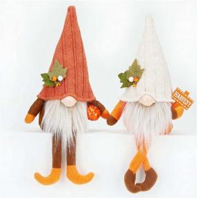 img 1 attached to Fall Gnomes Set Of 2 - Plush Collectible Figurines For Thanksgiving Shelf Decoration, Halloween Swedish Tomte Elf Dwarf Home Ornament Tired Tray Decor Gift