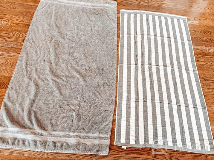 img 1 attached to 2 Pack CASOFU 100% Ring Spun Cotton Cabana Stripe Bath Towel Set - Super Soft & Large Pool Towels In Black review by Brian Foster