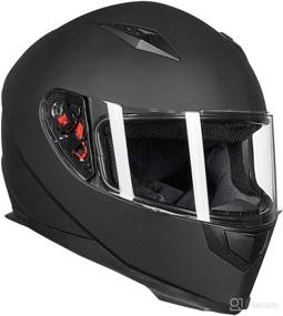 img 4 attached to Auboa Adult Motorcycle Helmets - Full Face DOT Approved Helmet with Removable Neck Scarf and 2 Visors (Matte Black, Size L)