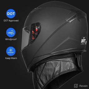 img 1 attached to Auboa Adult Motorcycle Helmets - Full Face DOT Approved Helmet with Removable Neck Scarf and 2 Visors (Matte Black, Size L)