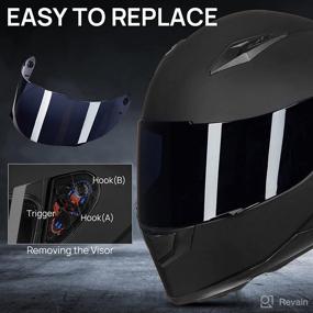 img 2 attached to Auboa Adult Motorcycle Helmets - Full Face DOT Approved Helmet with Removable Neck Scarf and 2 Visors (Matte Black, Size L)