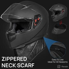 img 3 attached to Auboa Adult Motorcycle Helmets - Full Face DOT Approved Helmet with Removable Neck Scarf and 2 Visors (Matte Black, Size L)