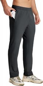 img 4 attached to Быстросохнущие легкие мужские беговые брюки с карманами на молнии и открытым низом для спортивных тренировок от Willit