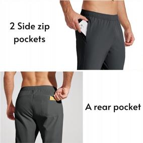 img 3 attached to Быстросохнущие легкие мужские беговые брюки с карманами на молнии и открытым низом для спортивных тренировок от Willit