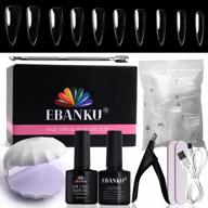 get salon-worthy nails at home with ebanku nail gel glue x nails tips kit - 6 in 1 gel, 500pcs clear coffin nails, mini lamp, cutters, files included! logo