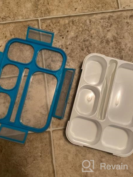 img 1 attached to Bento Lunch Box Kids & Adult: Leakproof Lunch Containers For Boys & Girls With 6 Compartments - School, Daycare, Meal Planning Portion Control Container, BPA-Free Boxes, Utensils, Navy Blue Set review by Kelvin Understanding