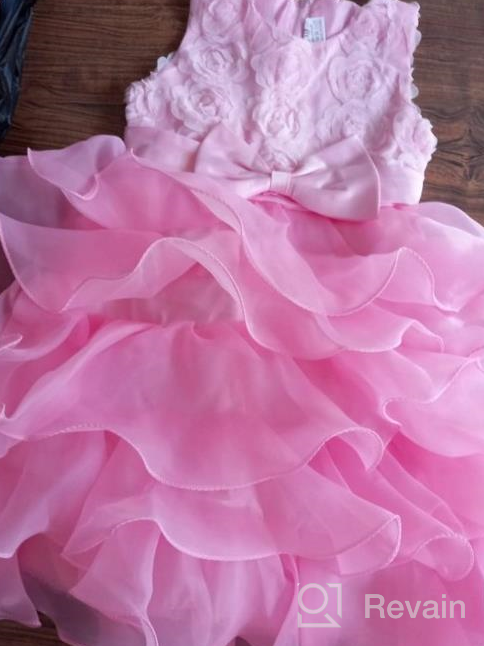 img 1 attached to 🌸 NNJXD Girls' Elegant Tulle Bow Belt Princess Dress with Flower Print review by Rick Booth