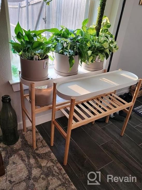 img 1 attached to Breathe Easier With The Wisuce Bamboo Indoor 2 Tier Plant Stand - Perfect For Multiple Plants And Window Displays! review by James Jones