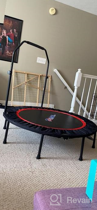 img 1 attached to 43/48" Foldable Mini Trampoline - 4 Level Height Adjustable Foam Handle Exercise Rebounder For Kids & Adults, 440Lbs Max Load | Indoor Outdoor Workout By Tomser review by Joshua Vogel