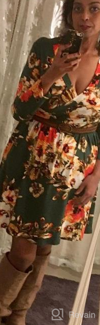 img 1 attached to Floral Tunic Wrap Dress With Long Sleeves And Pockets For Women'S Casual Fall Fashion By LAINAB review by Amber Bennett