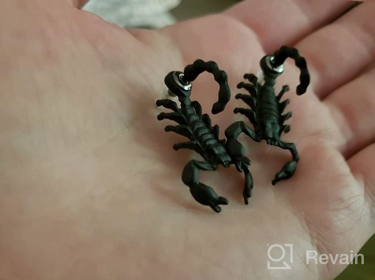 img 1 attached to 🦂 MALOYANVE Punk 3D Scorpion Animal Stud Earrings: Creative & Personalized Double-Sided Halloween Fashion for Women, Girls, and Men review by Adrian Retana