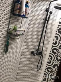 img 7 attached to Antique Brass Shower Fixture Set With Cross-Knobs, 8-Inch Rainfall Showerhead And Hand Spray - Perfect Bathroom Combo Set