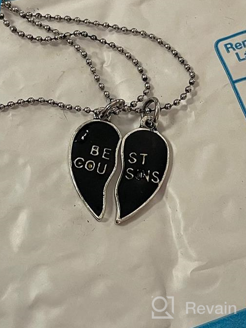 img 1 attached to 👯 Stylish and Sentimental: Lux Accessories Burnish Silver Best Cousins Mood Detachable Heart Necklace Set (2pc) review by Mike Sutton