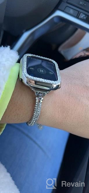 img 1 attached to Secbolt Bling Band And Case Compatible With Apple Watch Band 38Mm 40Mm 41Mm 42Mm 44Mm 45Mm, Women Dressy Metal Bracelet With Rhinestone Bumper For IWatch Series 8/7/SE/6/5/4/3/2/1 review by Joi Thomas