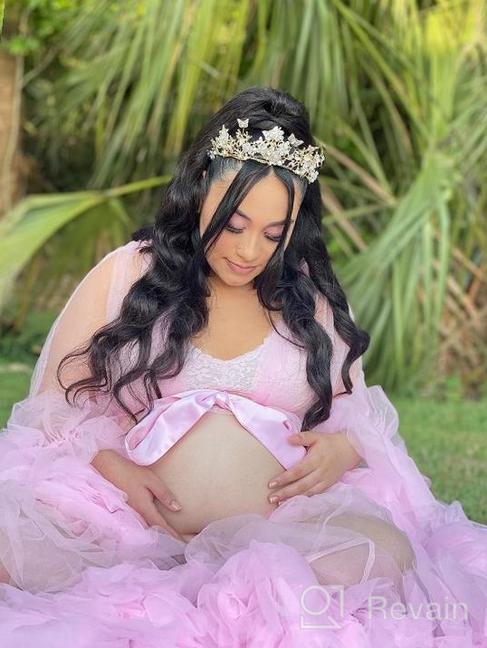 img 1 attached to Maternity Photoshoot Dress Tulle Bridal Robe Sheer Puffy Wedding Gown Long Illusion Lingerie Pregnancy Dressing review by Danny Kimble