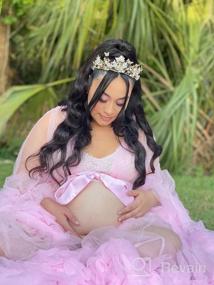 img 5 attached to Maternity Photoshoot Dress Tulle Bridal Robe Sheer Puffy Wedding Gown Long Illusion Lingerie Pregnancy Dressing