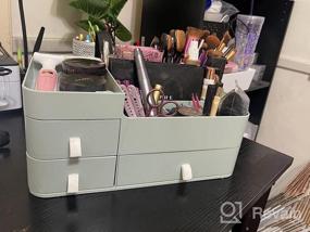 img 6 attached to White Makeup Organizer For Vanity - Cosmetic Storage Box With Drawers, Large Desk Organizer For Lipstick, Brushes, Skincare, Lotions, Perfumes, Eyeshadow & Nail Polish Bathroom Countertops