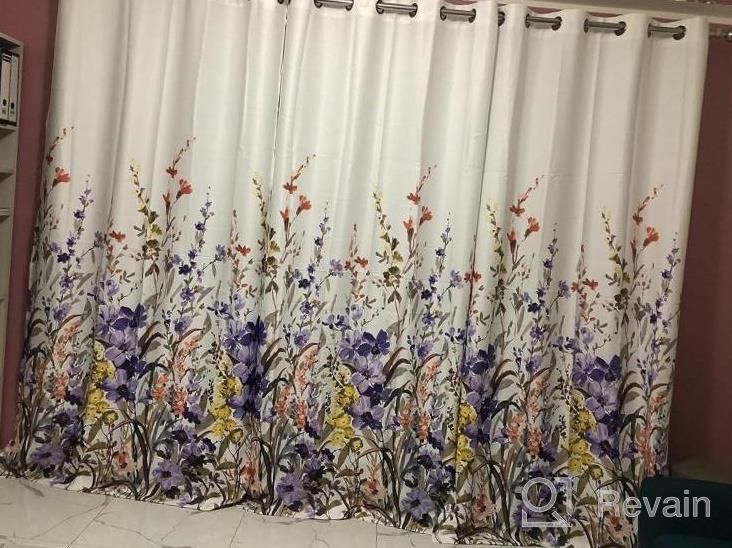 img 1 attached to Kotile Purple Floral Print Curtains - Grommet Top Room Darkening Thermal Insulated Living Room Drapes, 84 Inches Long (2 Panel Sets, 52 X84 Inch) review by Myron Lovro
