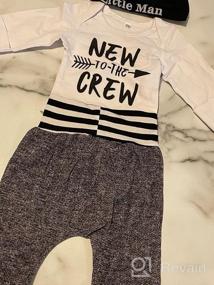 img 5 attached to Newborn Baby Boy Clothes - 3PCS Outfit With Letter Print Romper, Pants & Hat!