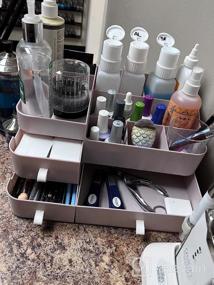 img 7 attached to Green Makeup Storage Organizer With Drawers And Cosmetic Display Case For Brushes, Lotions, Perfumes, Eyeshadow, And Nail Polish - Ideal For Bathroom, Dresser, And Countertop