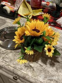 img 6 attached to 2 Pack Artificial Sunflowers In Log Planters For Spring Decor, Table Centerpiece Mothers Day Home Bedroom Farmhouse Rustic Decoration, Yellow