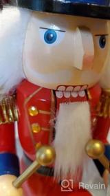 img 7 attached to Handmade Wooden Nutcracker With Flannel Ful Golden Coat - Festive Collectible For Christmas Decorations And Winter Tabletop Displays, FUNPENY 19" Santa Design