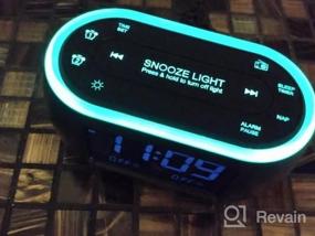 img 6 attached to Housbay Glow Маленький будильник-радио для спален с 7-цветным ночным светом, двойным будильником, диммером, зарядным устройством USB, резервным аккумулятором, таймером сна, FM-радио с таймером автоматического отключения для кровати