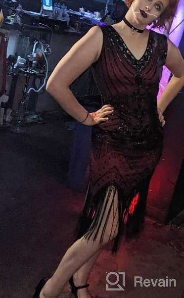 img 1 attached to Bring On The Roaring Twenties With Metme'S Stunning Flapper Dress For Prom - V-Neck, Beaded, And Fringed To Perfection! review by Adrienne Johnson