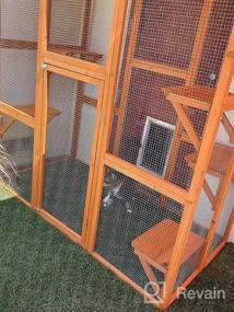 img 5 attached to PawHut Outdoor Cat House Большой деревянный кошачий домик Catio с большим просторным интерьером, 6 высоких выступов, асфальтовая крыша для защиты от непогоды, 71 "L, серый