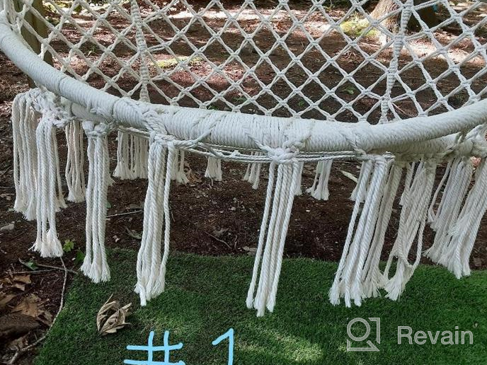 img 1 attached to Greenstell Swing Hanging Chair 330LBS/148KG Capacity, Removable & Washable Cushion, Cotton Rope Macrame Outdoor Indoor Hammock Chair With Hanging Kits - Grey review by Rhonda Welch