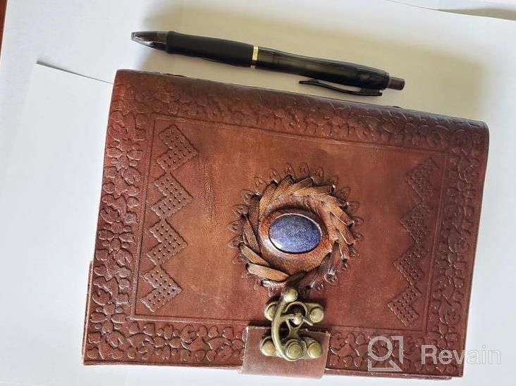 img 1 attached to Blue Stone Embossed Leather Journal: 120 Pages Of Unlined Luxury With Clasp - Brown Edition review by Paul Curd