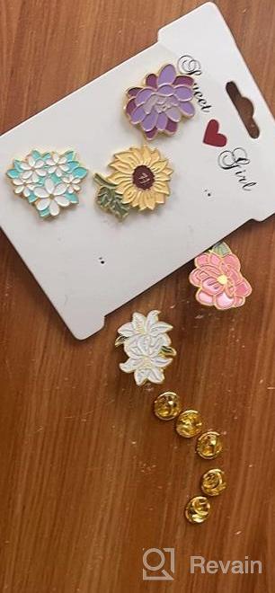 img 1 attached to Colorful Enamel Flower Brooch Set: 5 Pcs Lapel Badges, Pins for Bag or Clothes - Stylish Gift for Women & Girls review by Daionte Simpson