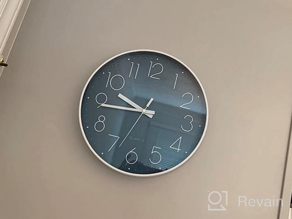 img 1 attached to Stylish & Quiet 12 Inch Wall Clock - Perfect For Office, Classroom & Home Decor - Battery Operated, Non Ticking - Jomparis Black Quartz Wall Clock review by Victor Halla
