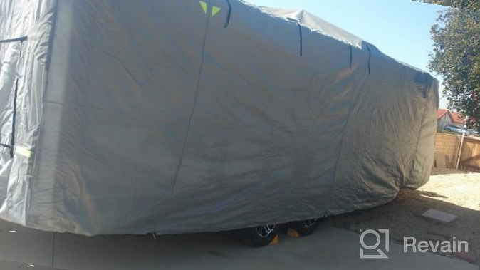 img 1 attached to 27-30Ft RV Travel Trailer Cover - Breathable Anti-UV Camper Storage 320D Water Resistant Oxford, Windproof Buckle Straps Ripstop Fabric. review by Shug Quinn