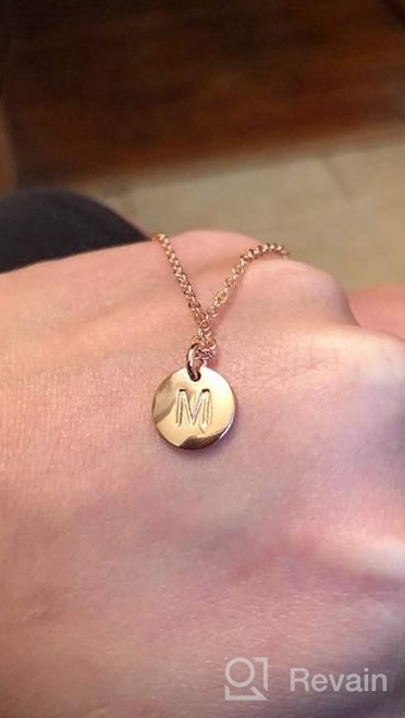 img 1 attached to Engraved Double Sided Hammered Alphabet Necklace for Women and Girls, 14K Gold Filled Tiny Letter Pendant Necklace Gifts for Kids review by Marcus Curry