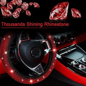 img 2 attached to 5 PCS Crystal Diamond Bling Steering Wheel Cover Car Coaster Rhinestone Sticker For Car Start Button Starter Ring Car Interior Accessories(Black With Diamond)