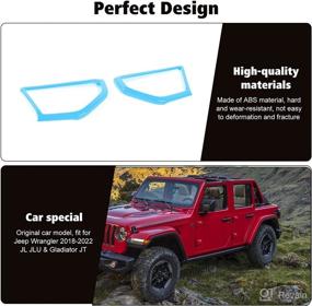 img 1 attached to 🔹 Enhance Your Jeep Wrangler JL JLU & Gladiator JT 2018-2022 Interior with RT-TCZ A-Pillar Speaker Trim Cover Ring Decoration (Light Blue)