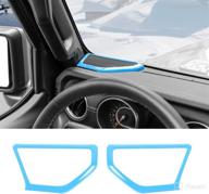 🔹 enhance your jeep wrangler jl jlu & gladiator jt 2018-2022 interior with rt-tcz a-pillar speaker trim cover ring decoration (light blue) logo