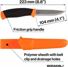 img 2 attached to Orange Morakniv Companion Outdoor Knife - 4.1-Inch Sandvik Stainless Steel Blade For Camping And Hiking (M-11824)