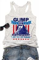 women's patriotic tank top - gump for president american flag sleeveless tunic with stars and stripes - fun 4th of july loose camisole logo