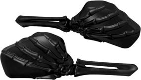 img 1 attached to Kuryakyn 1758 Motorcycle Handlebar Accessory: Black Skeleton Hand Rear View Side Mirrors with Black Stems & Heads - Set of 2