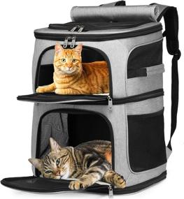 img 4 attached to 🎒 Double Pet Carrier Backpack: Spacious, Portable, & Perfect for Travel with 2 Cats or Dogs!