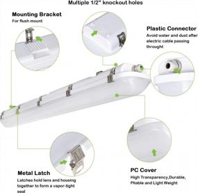 img 2 attached to Hykolity 4FT LED Vapor Tight Light: 60W, 7800Lm, Waterproof Fixture - Ideal For Cold Storage, Garages And Car Wash - Pack Of 4