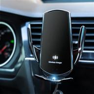 meimfy wireless car charger mount: auto clamping air vent phone holder for car - silver black logo