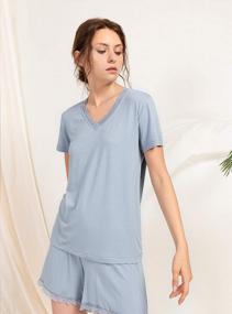 img 1 attached to Femofit Womens Pajamas Set Short Sleeve Sleepwear Soft Lounge Cami Pj Casual Shirt And Shorts Modal/Cotton (S-XL)