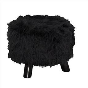 img 3 attached to 🪑 Stylish and Cozy Linon Flokati Foot Stool - 16"W x 16"D x 12.6"H in Black