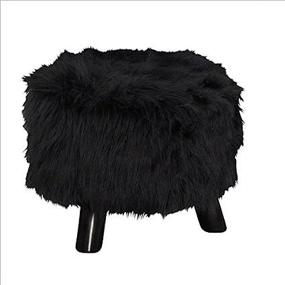 img 1 attached to 🪑 Stylish and Cozy Linon Flokati Foot Stool - 16"W x 16"D x 12.6"H in Black