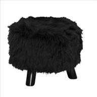 🪑 stylish and cozy linon flokati foot stool - 16"w x 16"d x 12.6"h in black логотип