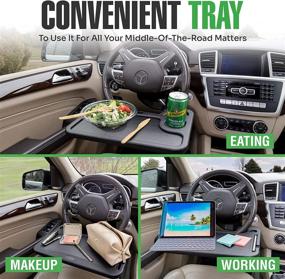 img 3 attached to 🚗 Lebogner Steering Wheel Tray: Convenient Car Food Tray, Laptop, Tablet, iPad or Notebook Desk. Attachable Auto Steering Wheel Table for Travel, Light Blue