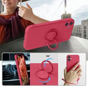 img 2 attached to 📱 abitku iPhone 12 Mini Case, Silicone with 360° Ring Kickstand Holder (Supports Magnetic Car Mount) Soft Silk Microfiber Cloth, Red – Designed for iPhone 12 Mini 5.4 inch 2020